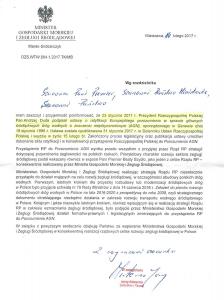 Podziękowanie MGMiŻŚ za wsparcie w drodze do AGN